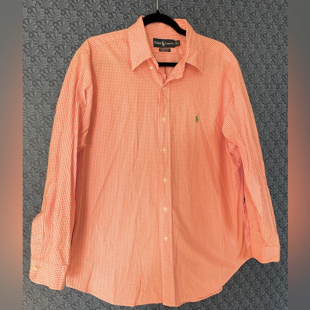 Ralph Lauren Orange Gingham Dress Shirt